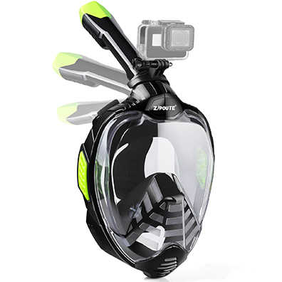 Zipoute Snorkel Mask Full Face,Black Ver.2