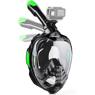 Zipoute Snorkel Mask Full Face,Green Black